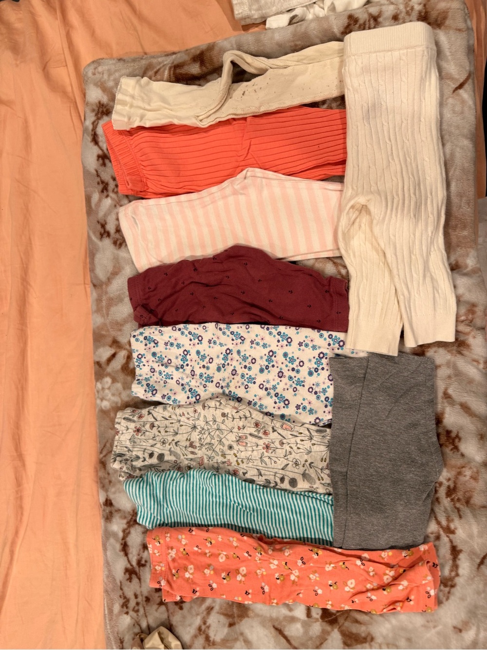 Kids Cream & Coral Mix Bottoms Collection - Brand Unspecified